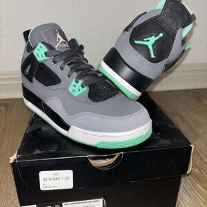 Jordan Kids Sneakers - Gray and Mint “Green Glow Retro 4”